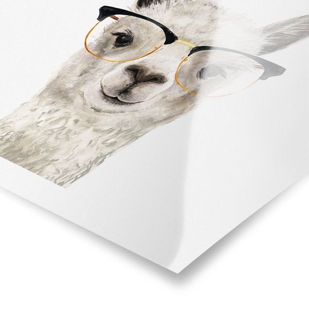 Poster animaux Hip Lama avec Des Lunettes I