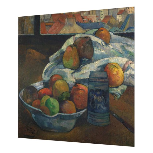 tableau de Gauguin Paul Gauguin - Bol de fruits et pichet devant une fenêtre
