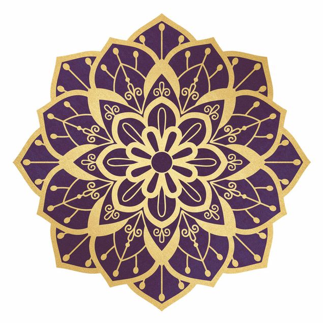 Stickers muraux salon zen Mandala à Motif floral or violet