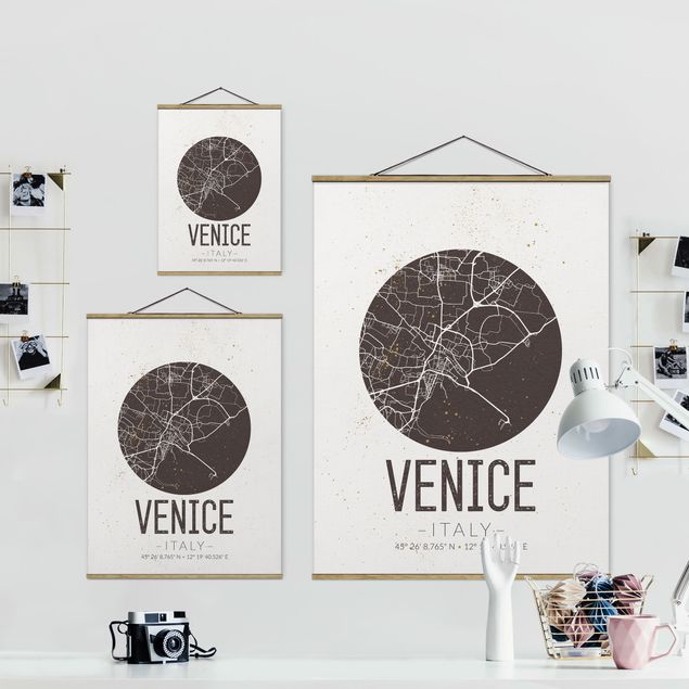 Tableaux marron Plan de la ville de Venise - Rétro
