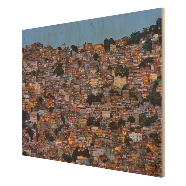 Impression sur bois Coucher de soleil dans une favela de Rio de Janeiro