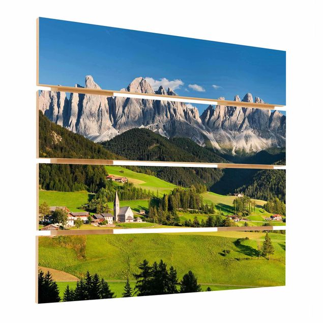 Tableaux bois Odle dans le Tyrol du Sud