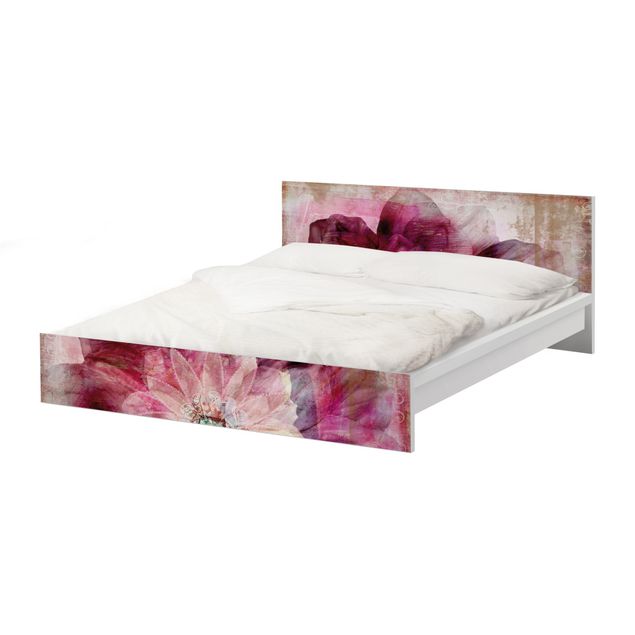 Papier adhésif pour meuble IKEA - Malm lit 140x200cm - Grunge Flower