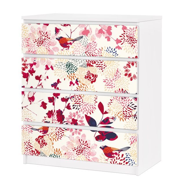 Papier adhésif pour meuble IKEA - Malm commode 4x tiroirs - Fancy Birds