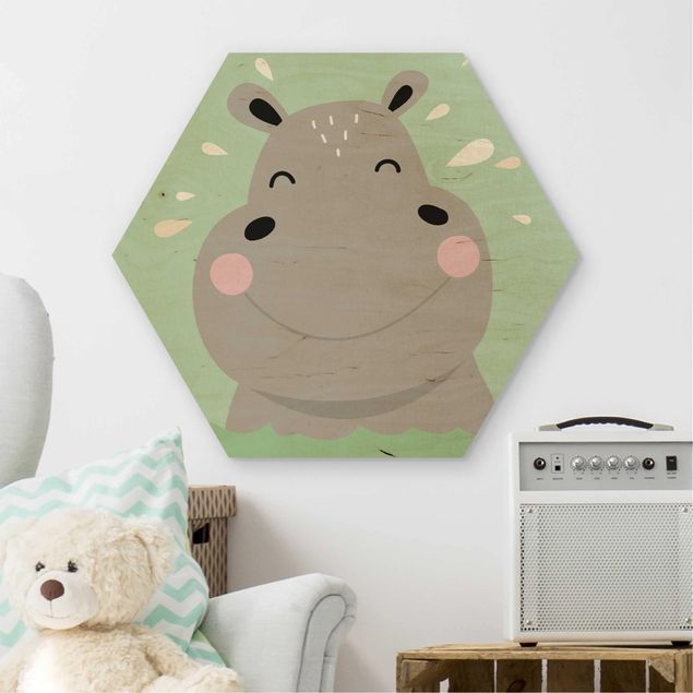 Déco chambre bébé L'hippopotame le plus heureux