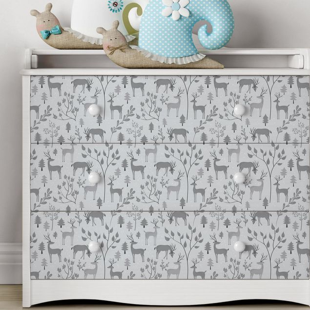 Déco chambre enfant Doux motif de cerf dans différentes nuances de gris