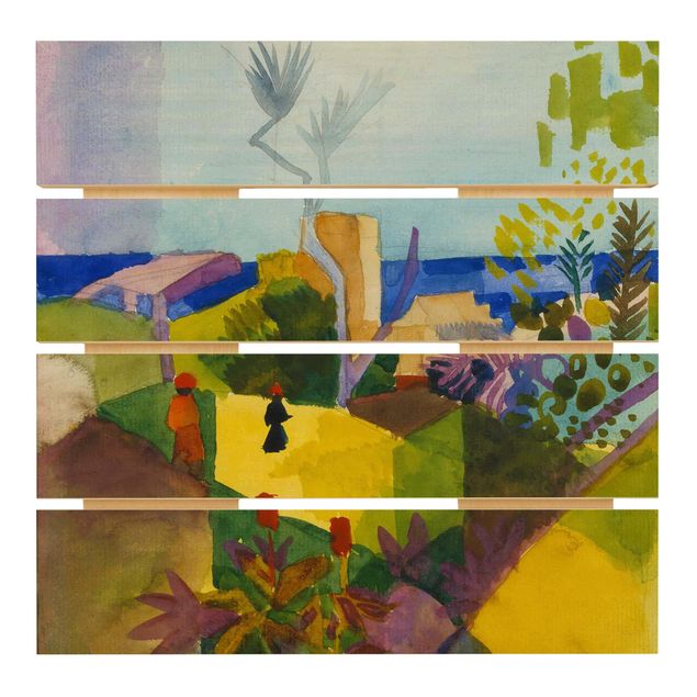 Tableaux en bois avec paysage August Macke - Paysage au bord de la mer