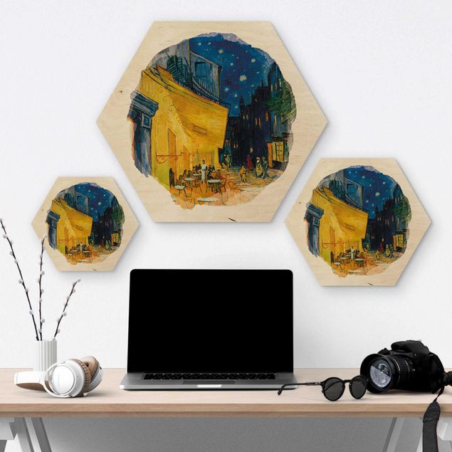 Tableaux bois Aquarelles - Vincent Van Gogh - Terrasse de café à Arles