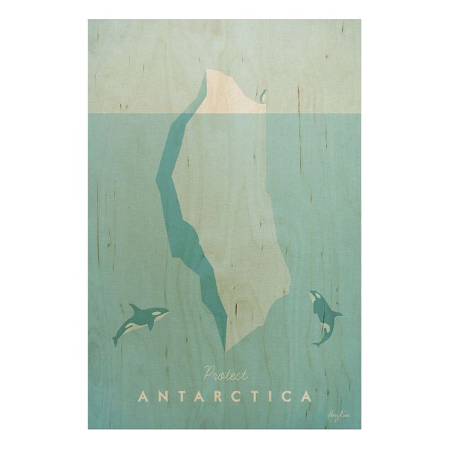 Tableaux en bois avec paysage Poster de voyage - Antarctique