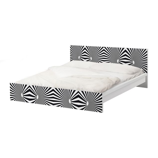 Papier adhésif pour meuble IKEA - Malm lit 160x200cm - Psychedelic Black And White pattern