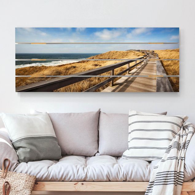 Tableaux en bois avec paysage Promenade à la mer du Nord
