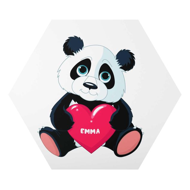 Tableaux amour Panda au cœur