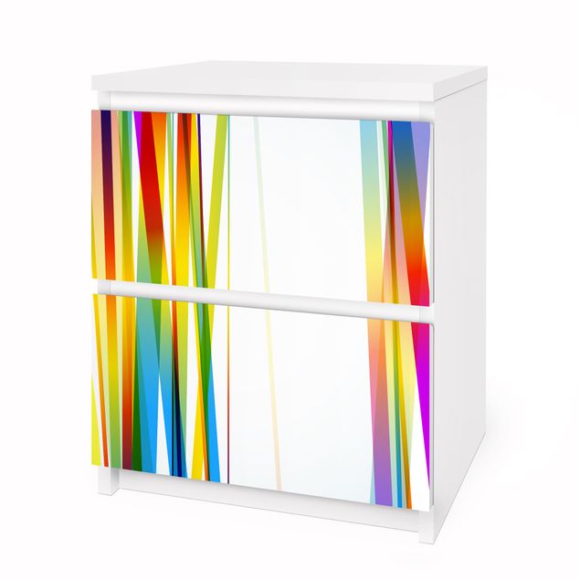 Papier adhésif pour meuble IKEA - Malm commode 2x tiroirs - Rainbow Stripes