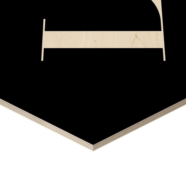 Hexagone en bois - Letter Serif Black L