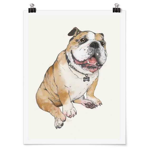 Cadre animaux Illustration Chien Bulldog Peinture