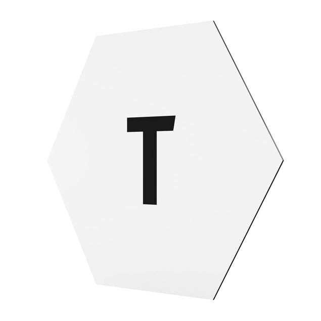Tableau hexagon Lettre blanche T