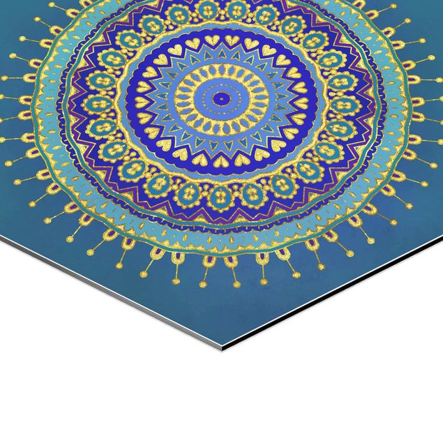 Tableaux Mandala Bleu Or