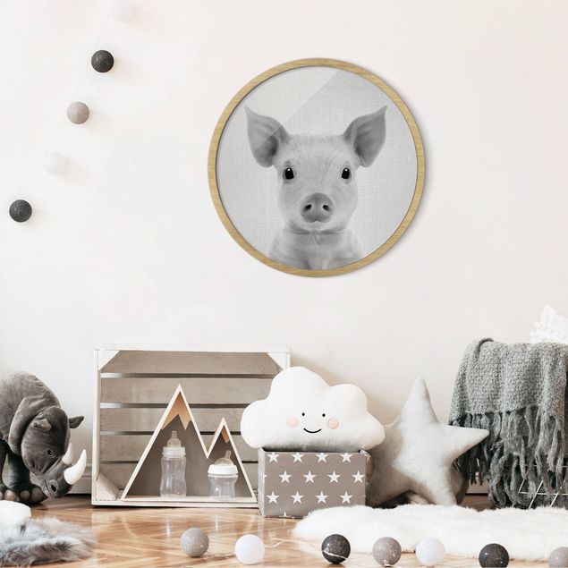 Affiches encadrées animaux Bébé Porcinet Fips Noir et Blanc