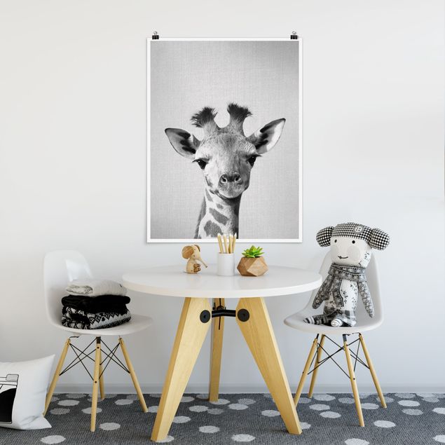Tableau girafes Bébé Girafe Gandalf Noir Et Blanc
