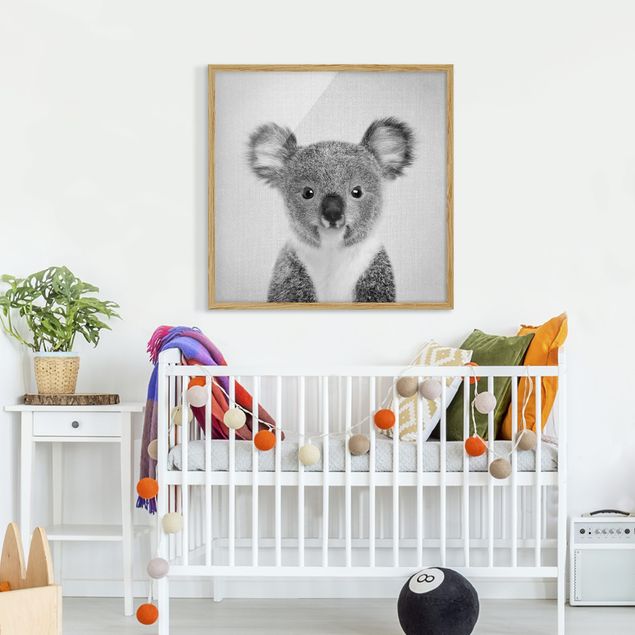 Affiches encadrées animaux Bébé Koala Klara Noir Et Blanc