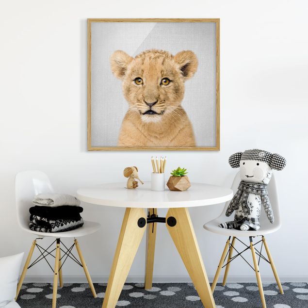 Tableaux encadrés noir et blanc Bébé Lion Luca