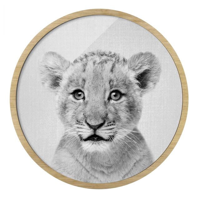 Tableaux encadrés animaux Bébé Lion Luca Noir Et Blanc