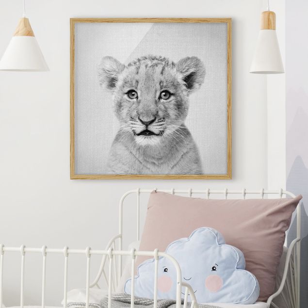 Déco chambre bébé Bébé Lion Luca Noir Et Blanc