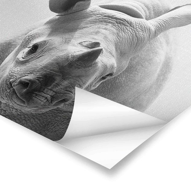 Affiche déco Bébé Rhinocéros Nina Noir Et Blanc