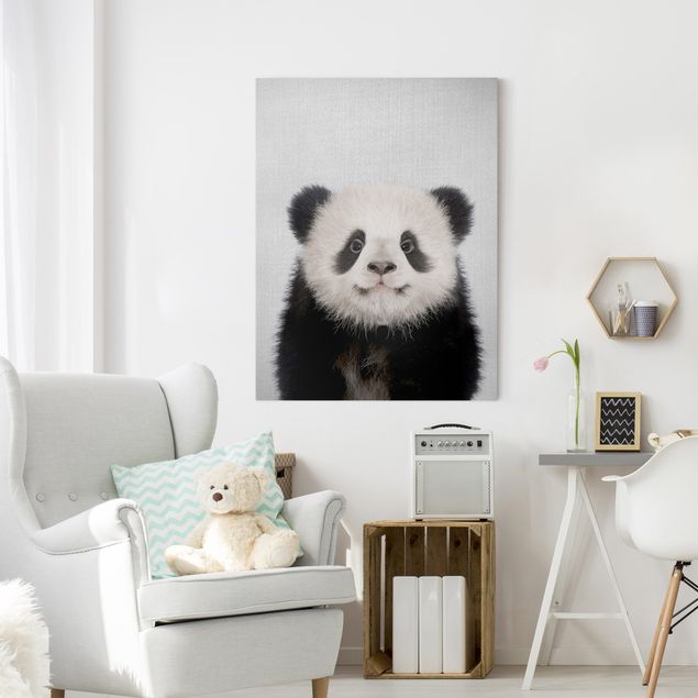 Tableaux sur toile en noir et blanc Bébé Panda Prian