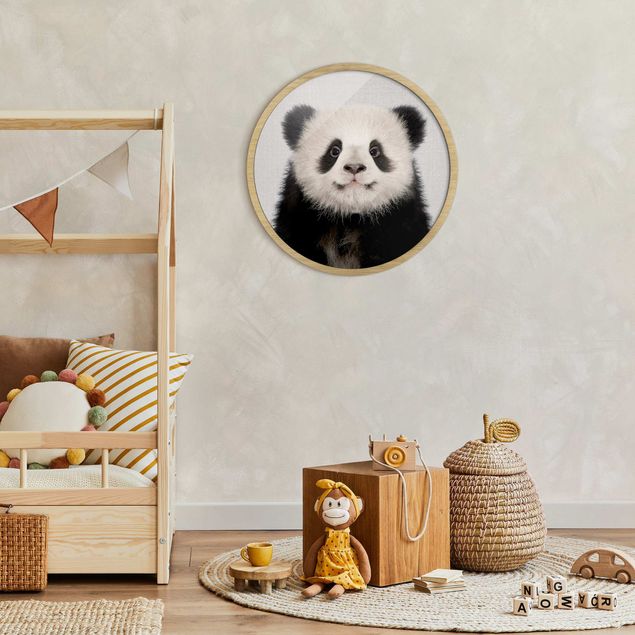 Tableaux encadrés noir et blanc Bébé Panda Prian