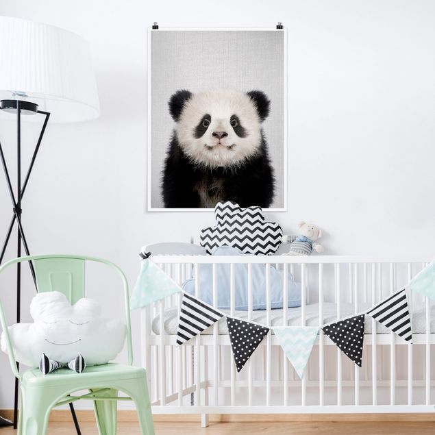 Posters en noir et blanc Bébé Panda Prian