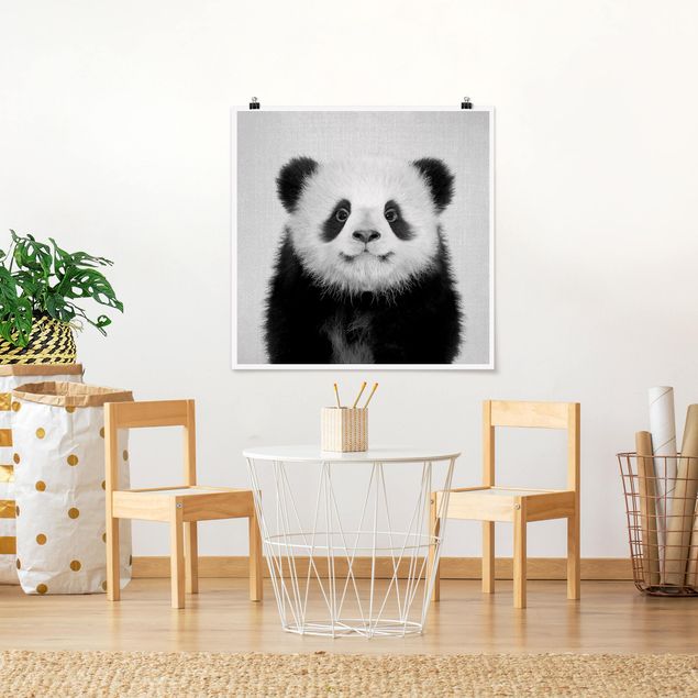 Posters en noir et blanc Bébé Panda Prian Noir et Blanc