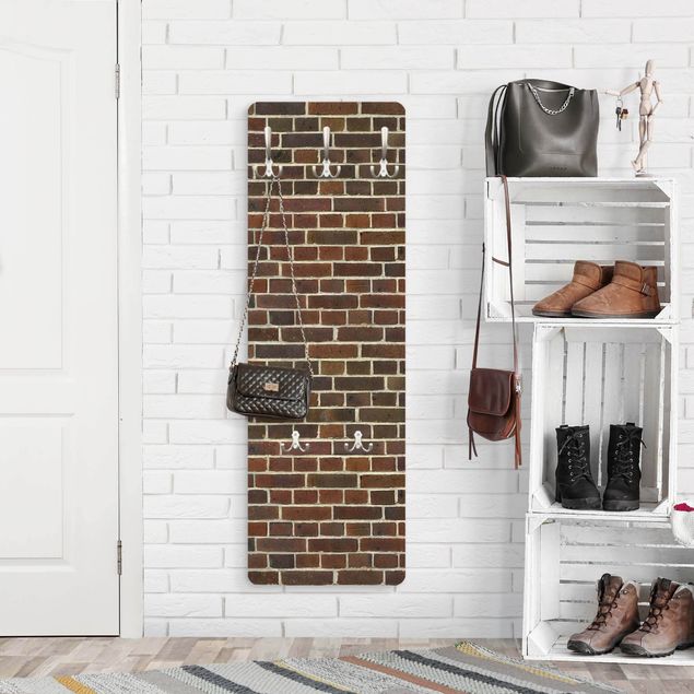 Porte-manteaux muraux effet pierre Brick Wall Reddish Brown