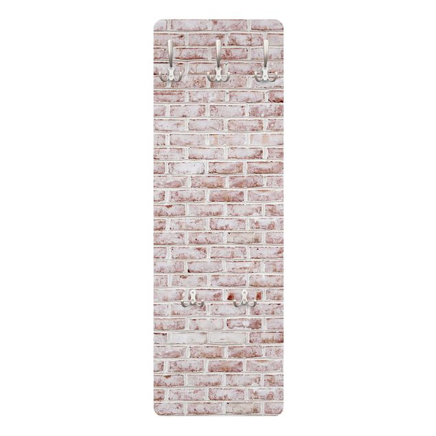 Porte manteau mural rouge Brick Wall Shabby Painted White