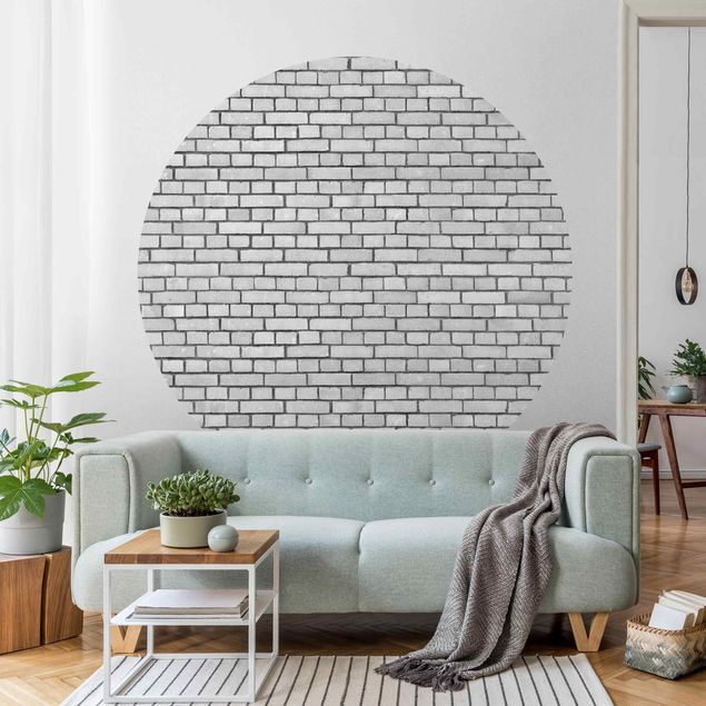 Papier peint effet brique Mur de briques blanc