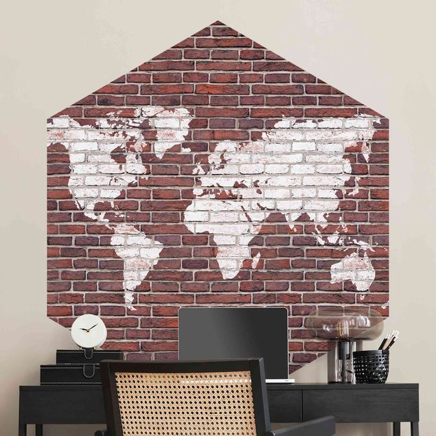 Papier peint brique Brick World Map