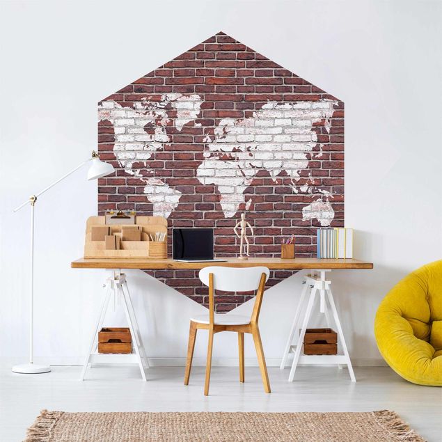 Papier peint 3D Brick World Map