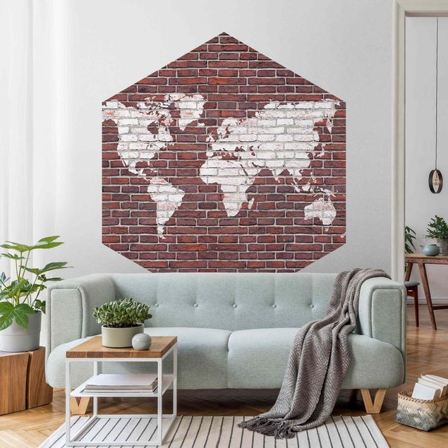 Papier peint moderne Brick World Map