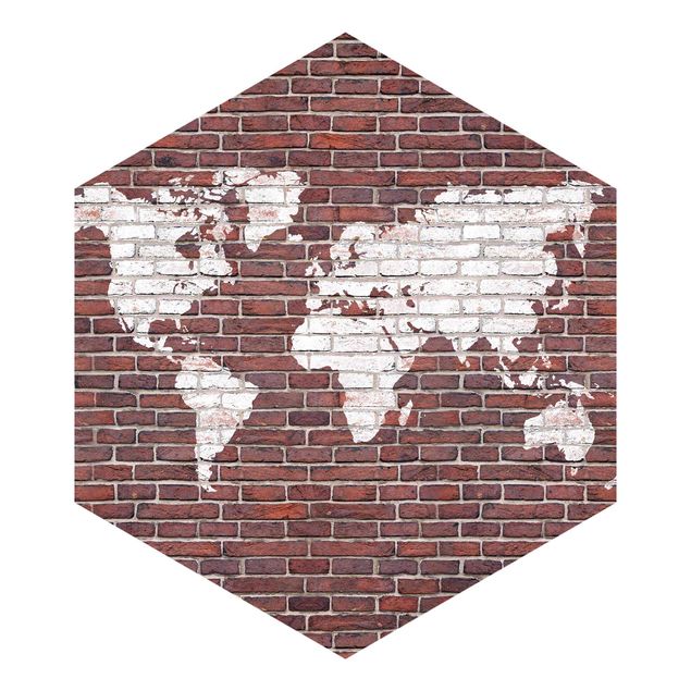 Papier peint rouge Brick World Map