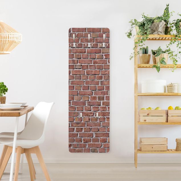 Porte-manteaux muraux effet pierre Papier peint Brick Tile Rouge