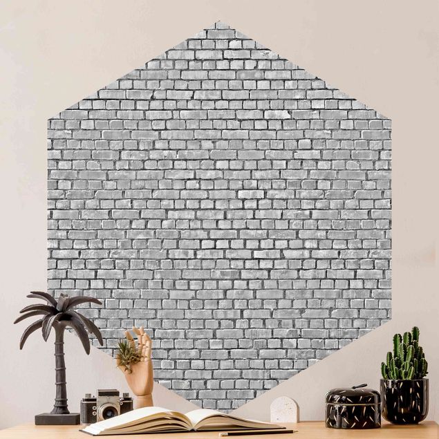 Papier peint effet brique Papier peint Brick Tile noir et blanc