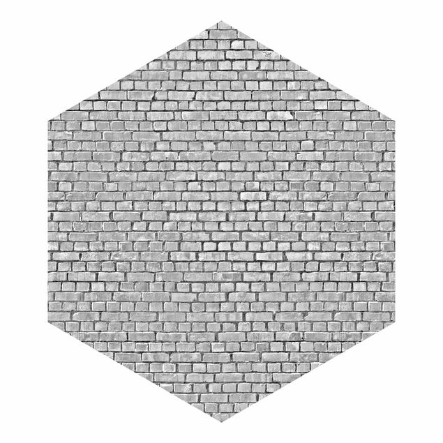 Tapiserie blanche Papier peint Brick Tile noir et blanc