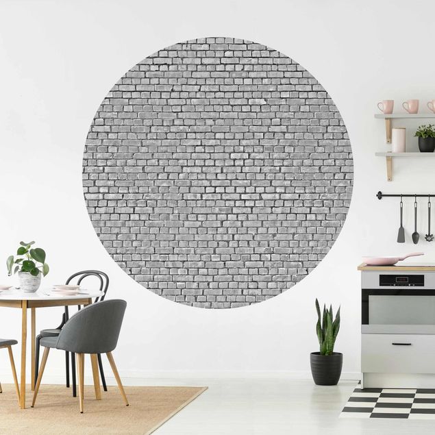 Déco mur cuisine Papier peint Brick Tile noir et blanc
