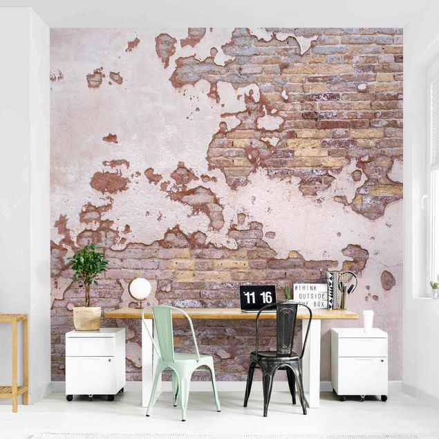 Papiers peints modernes Mur de briques rustique en plâtre shabby