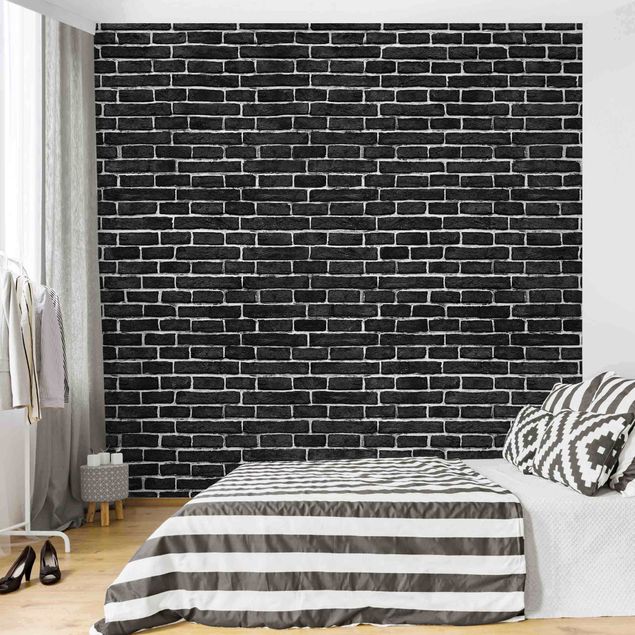 Tapisserie 3d Mur de briques noir
