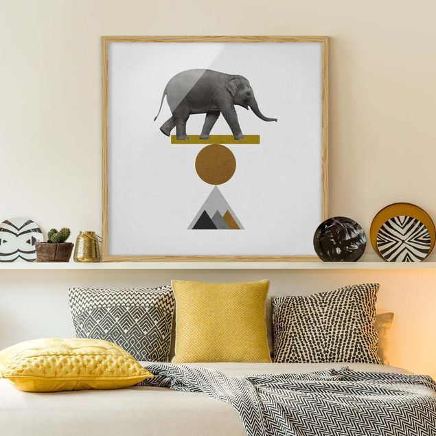 Tableau éléphants Éléphant Art de l'équilibre