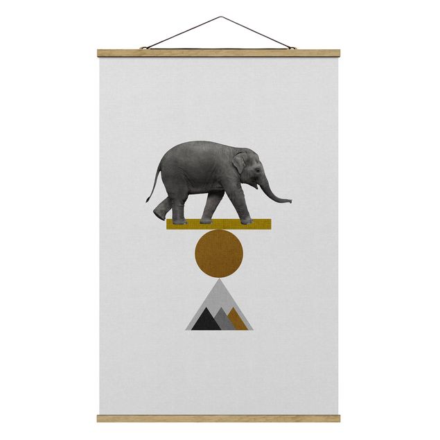 Tableau reproduction Éléphant Art de l'équilibre
