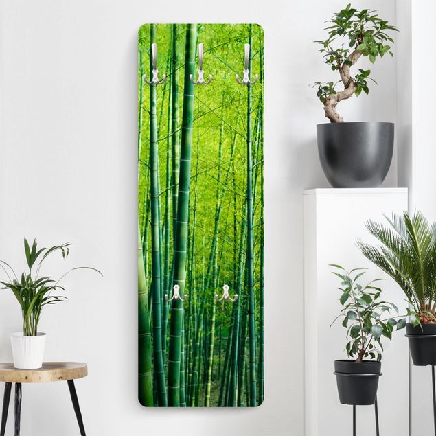 Porte-manteaux muraux avec paysage Forêt de bambous