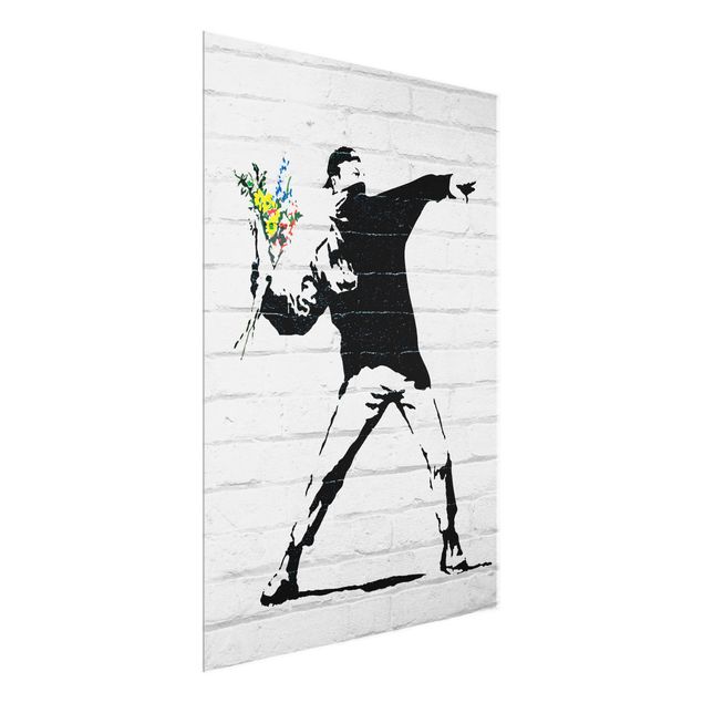 Tableaux noir et blanc Flower Thrower - Brandalised ft. Graffiti by Banksy