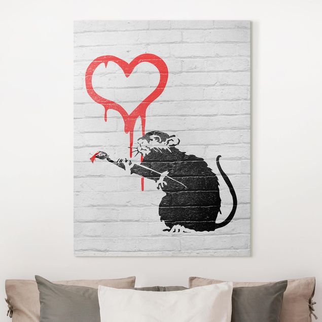 Tableaux sur toile en noir et blanc Love Rat - Brandalised ft. Graffiti by Banksy